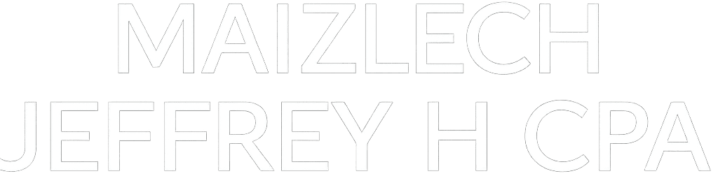 White background with large outlined capital letters spelling "MAIZLECH JEFFREY H CPA.